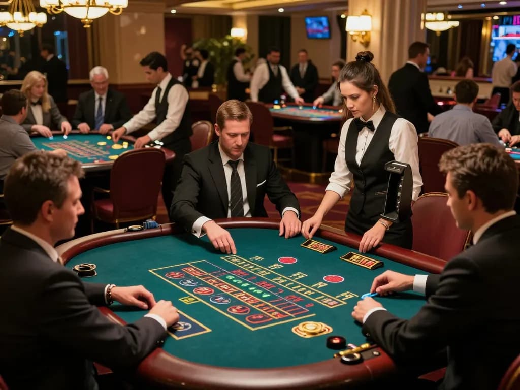 Players enjoying the excitement of the MM88 gaming experience at an upscale casino.