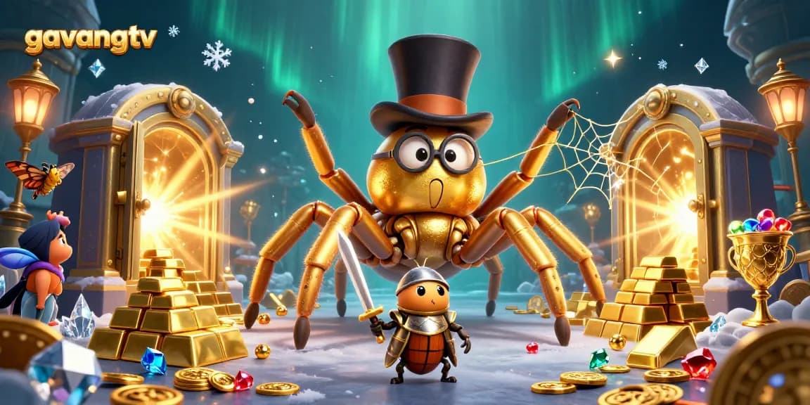 Engage with the magic of gavangtv in this vibrant casino adventure illustration featuring a daring beetle knight.