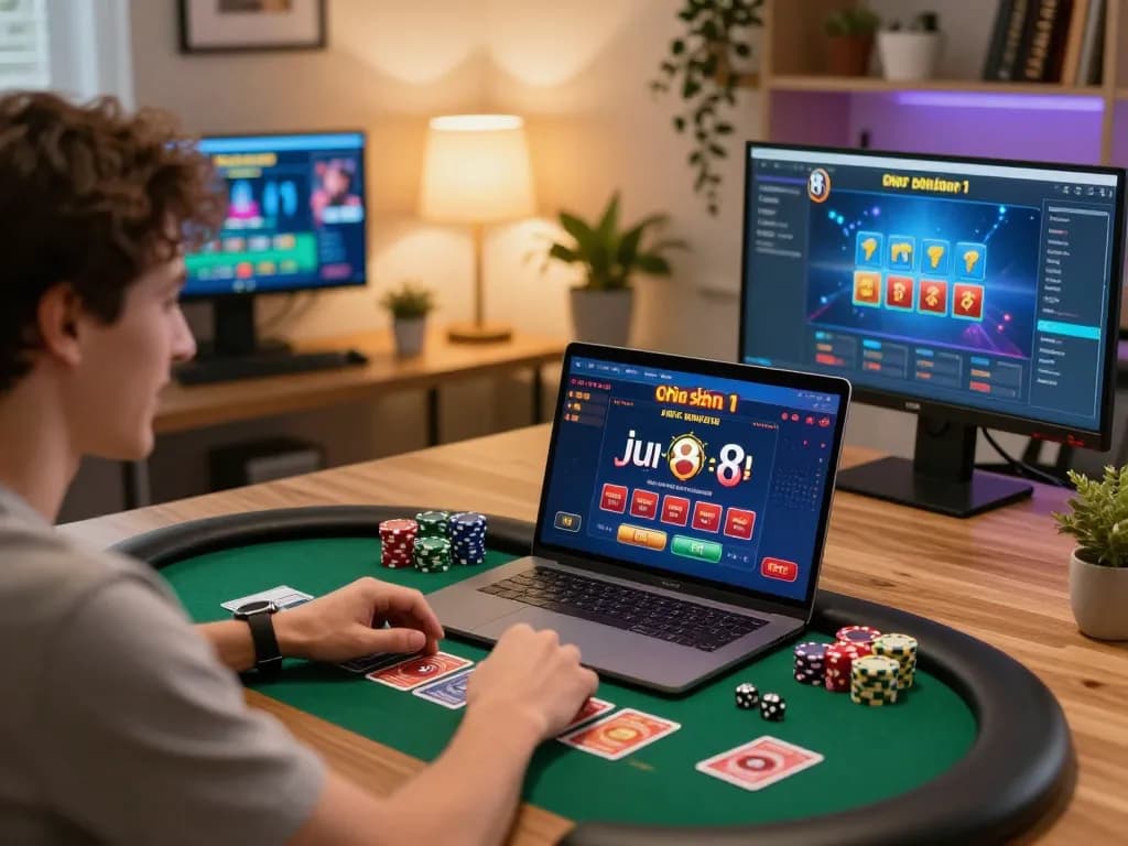 Engaging gameplay on jun88 phiên bản 1 platform, showcasing poker strategies and an inviting home atmosphere