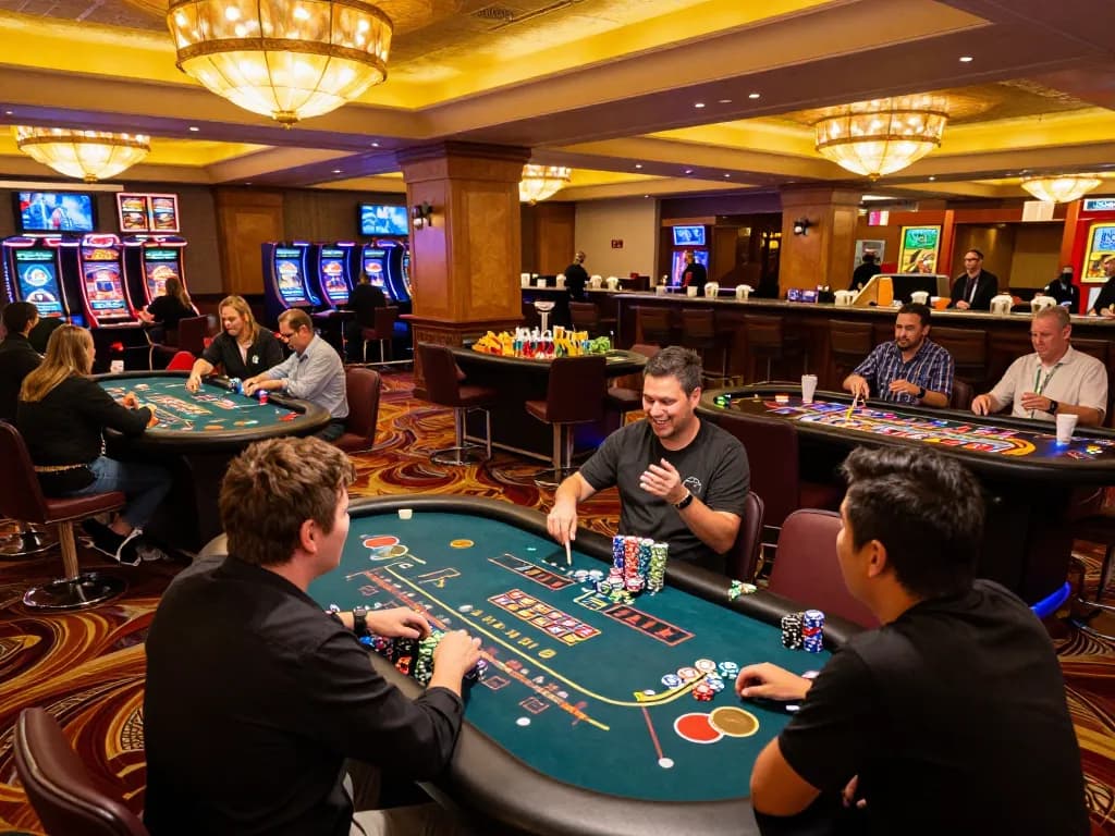 lu88 players enjoying an exciting roulette game at an upscale casino, dynamic atmosphere with colorful chips and vibrant lighting