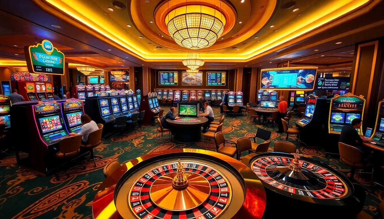 Experience the thrill of gaming at Trang chủ AU88 with vibrant slot machines and engaging players.