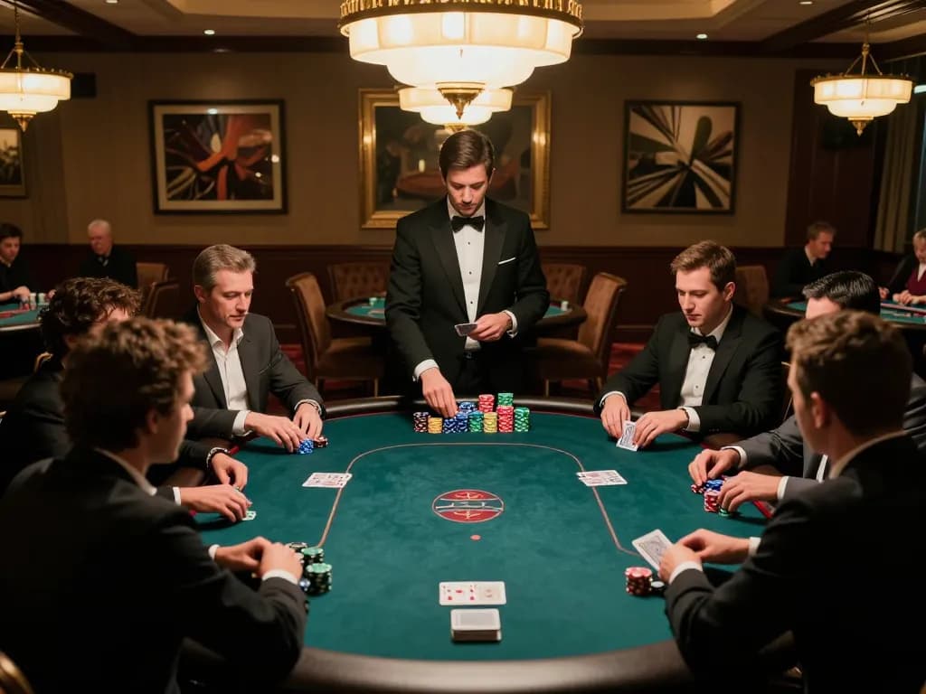 FIVE88 poker game in a luxurious casino setting showcasing high-stakes gameplay and vibrant atmosphere.
