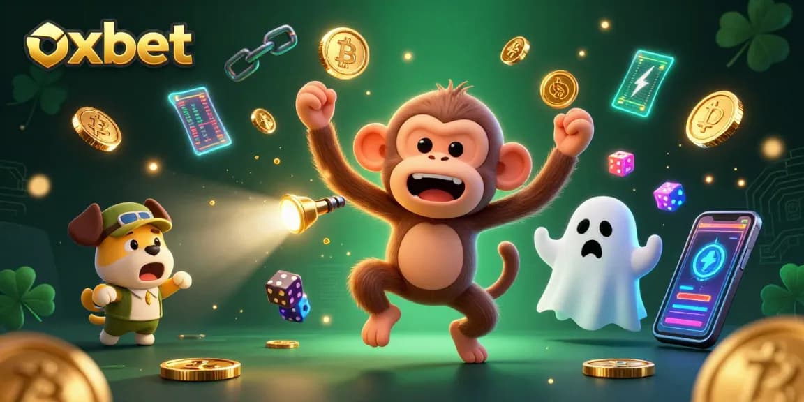 Engage with the exciting world of oxbet as a poltergeist monkey juggles winnings in a casino setting.
