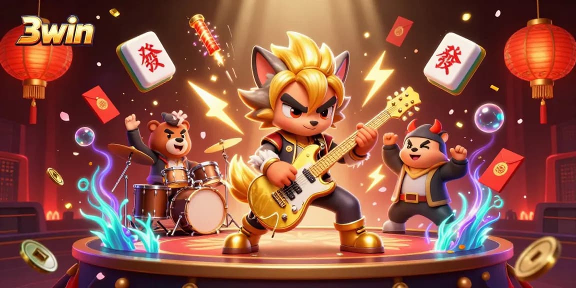 Experience 3win's thrilling casino atmosphere with vibrant characters and dynamic gaming elements.