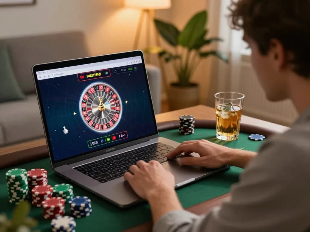 Engaging live roulette gameplay on fc88k casino platform at home, showcasing excitement and strategy.