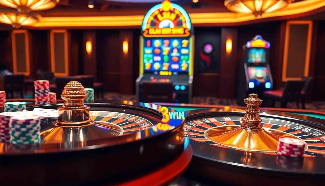 Engage with thrilling games at 33win com with luxury casino visuals featuring roulette and poker.
