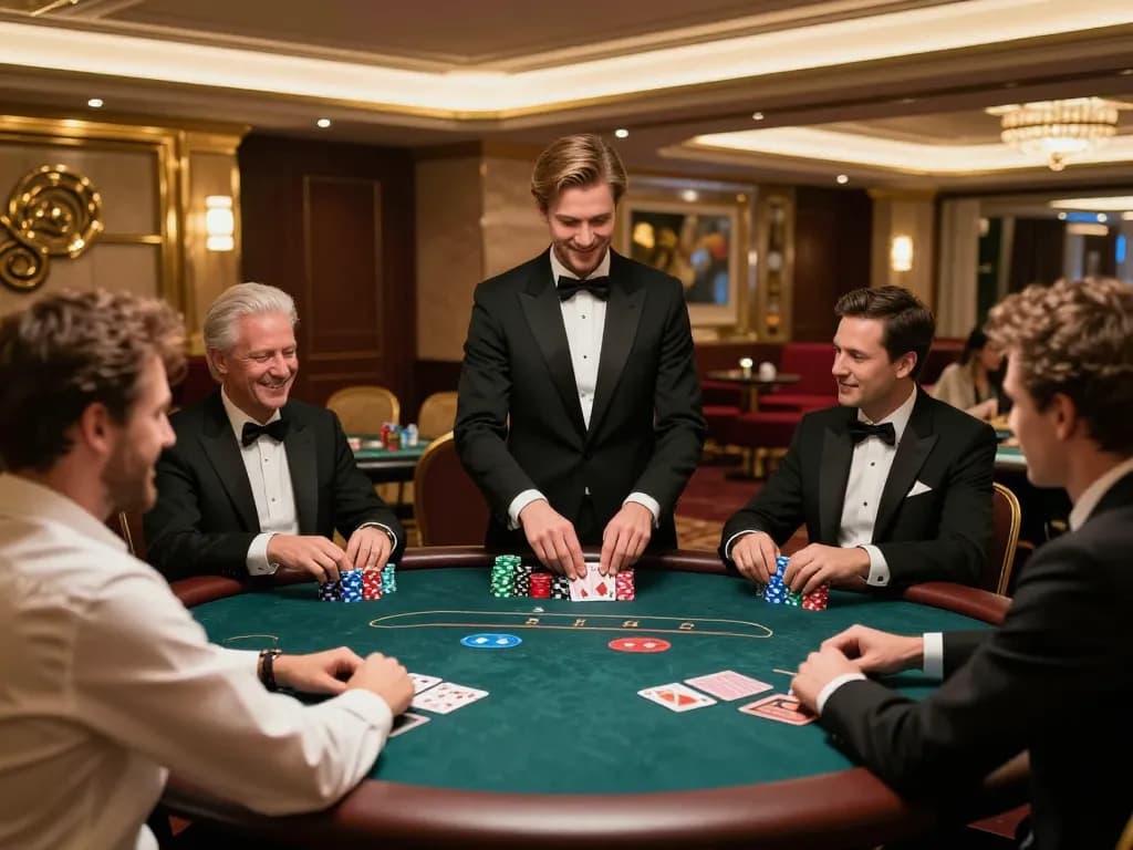 LUCKY88 poker game in a luxurious VIP area with players engaging at a stylish table.