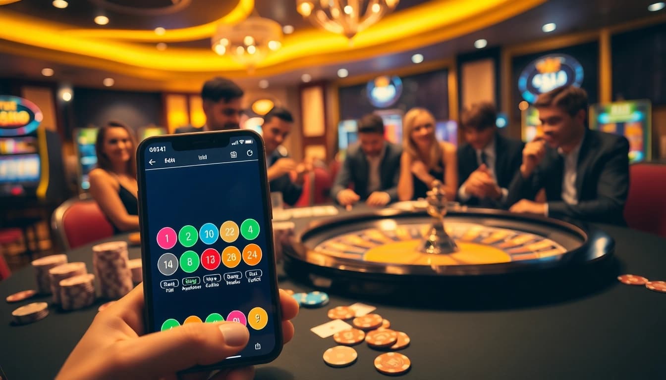 Gamblers using the app s666 at a dynamic casino table, surrounded by chips and cards.