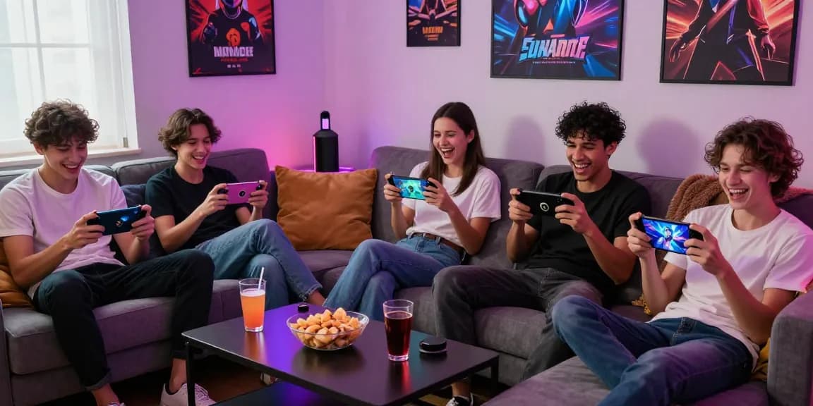 Play engaging hentai game with friends in a vibrant gaming setting