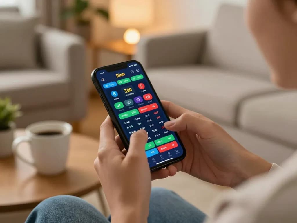 Tỷ lệ nhà cái displayed on live sports betting app, with hands engaged in betting action, showcasing modern gaming technology.