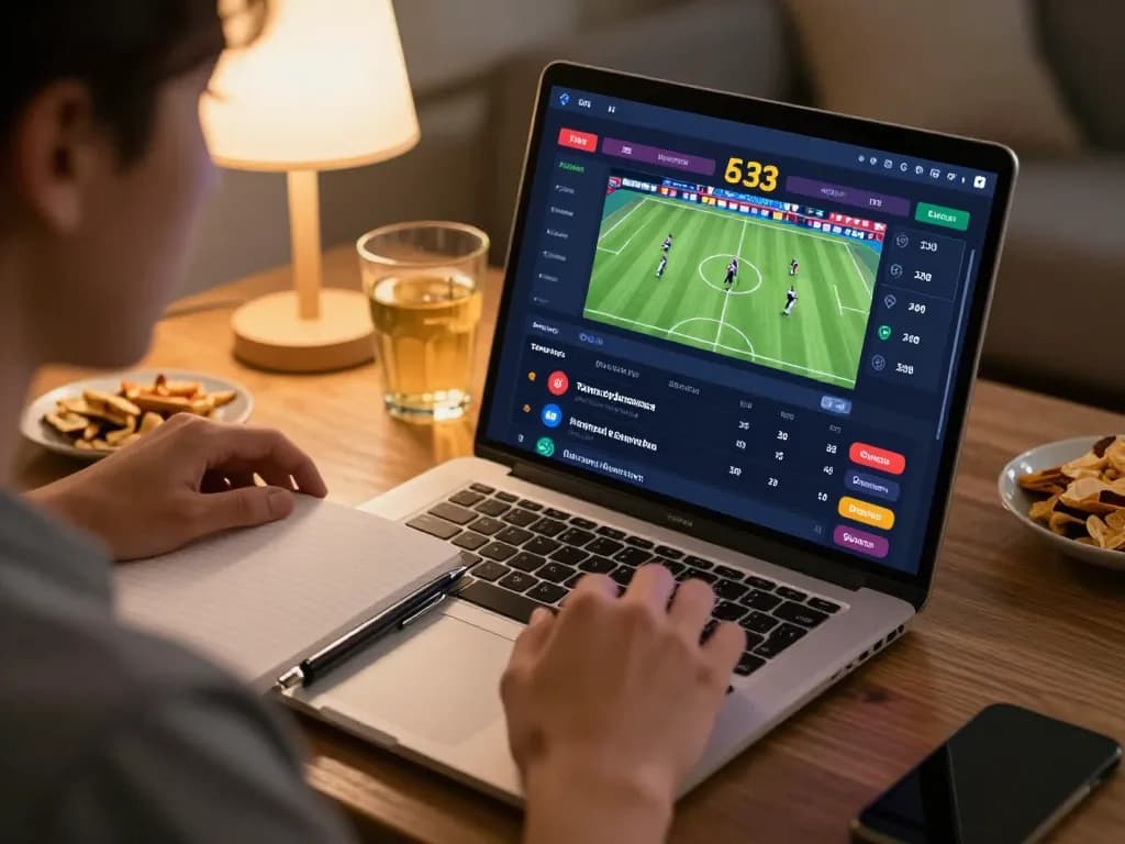E2bet mobile sports betting app displayed with live match odds in a cozy home setting