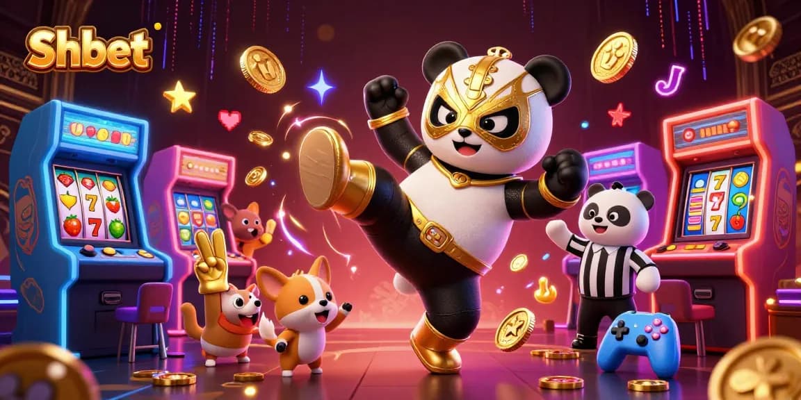 Shbet highlights thrilling casino excitement with animated animals enjoying gaming and vibrant slot machines.