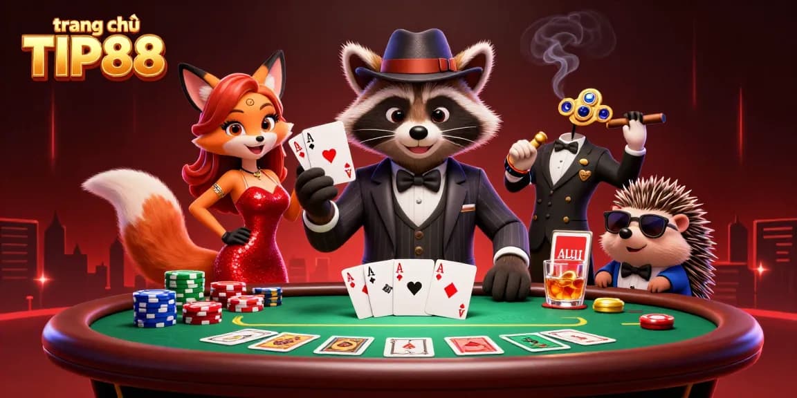 Experience the excitement at trang chủ TIP88 with a suave raccoon and glamorous fox in a virtual casino.