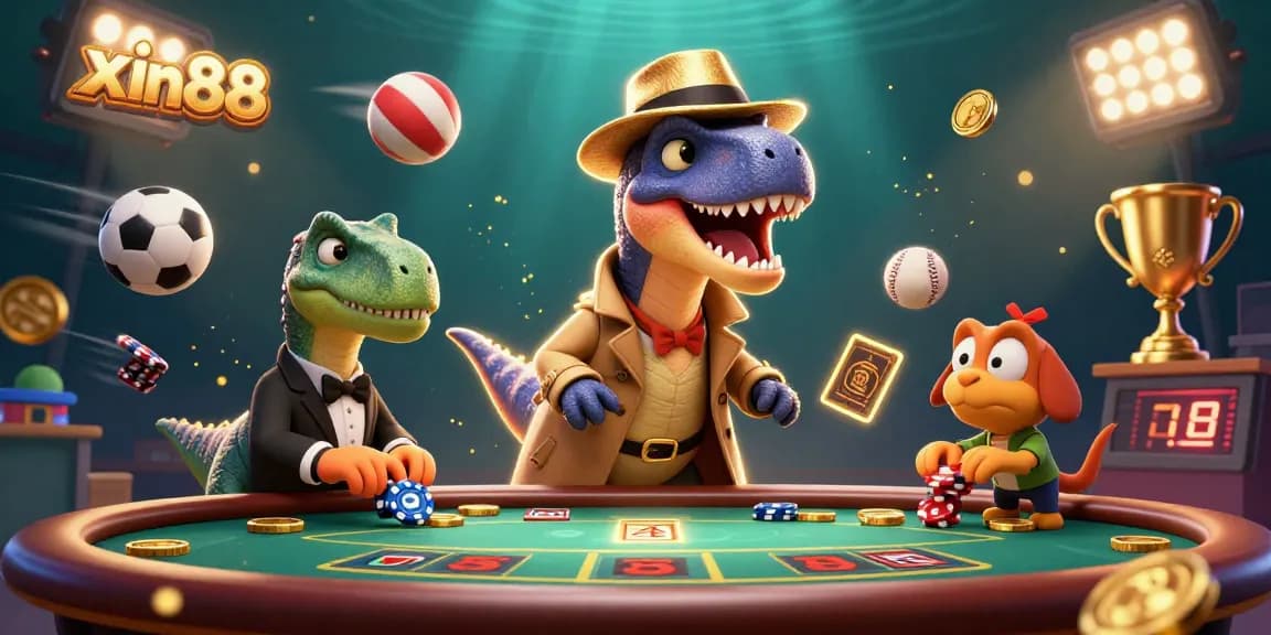 Experience winning strategies at xin88 casino with animated characters at a blackjack table.