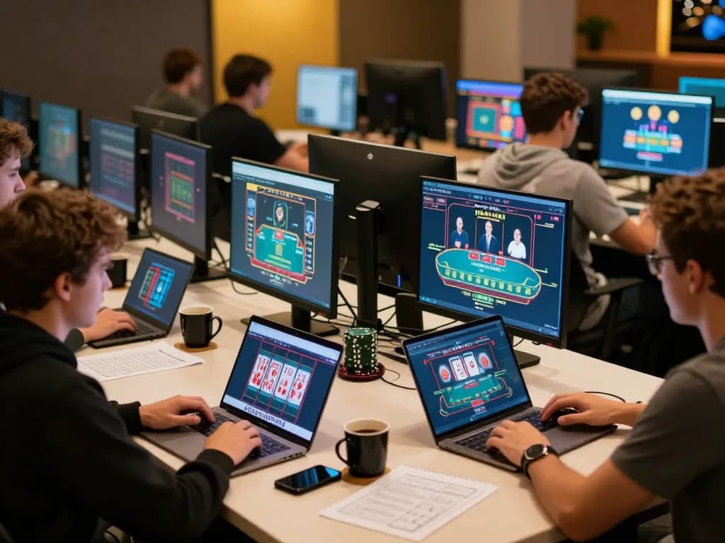 Players engaged in live baccarat on 789win with laptops in a cozy home setting