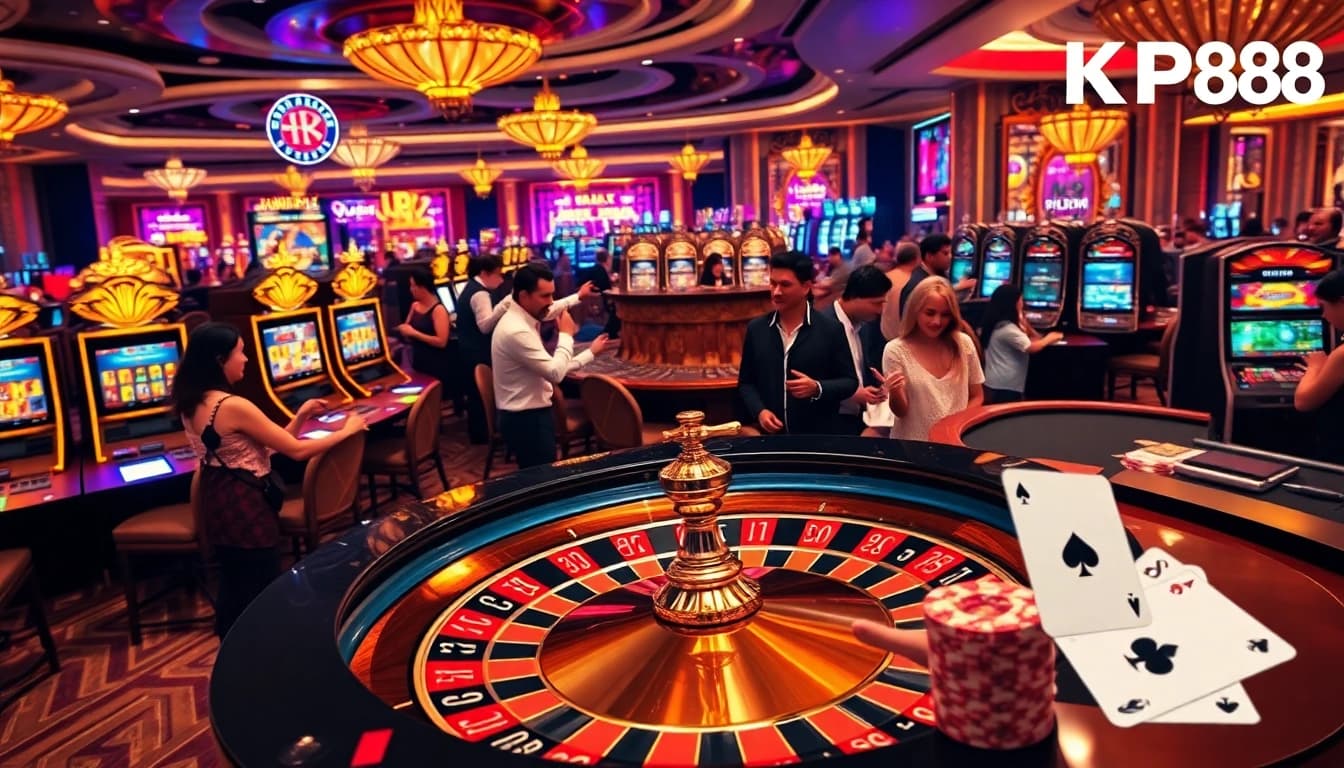 Kp88 casino players enjoying a luxury gaming experience at a roulette table.