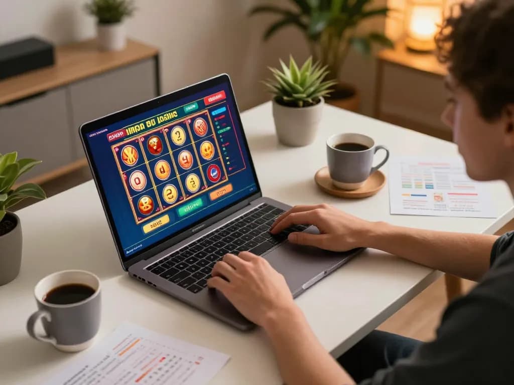 Engaging in online gaming with alc88 on a laptop while enjoying a cozy atmosphere.