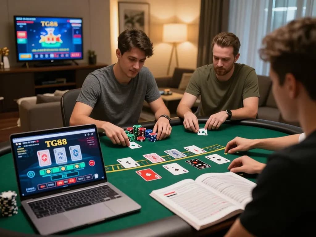 Players using TG88 for exciting online blackjack, showcasing strategic bets and gaming interface.