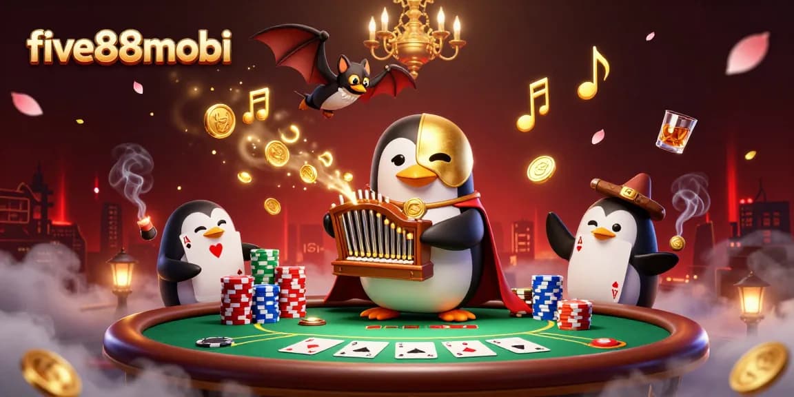 Experience thrilling casino action with five88mobi in a vibrant 3D scene featuring dynamic elements and characters.