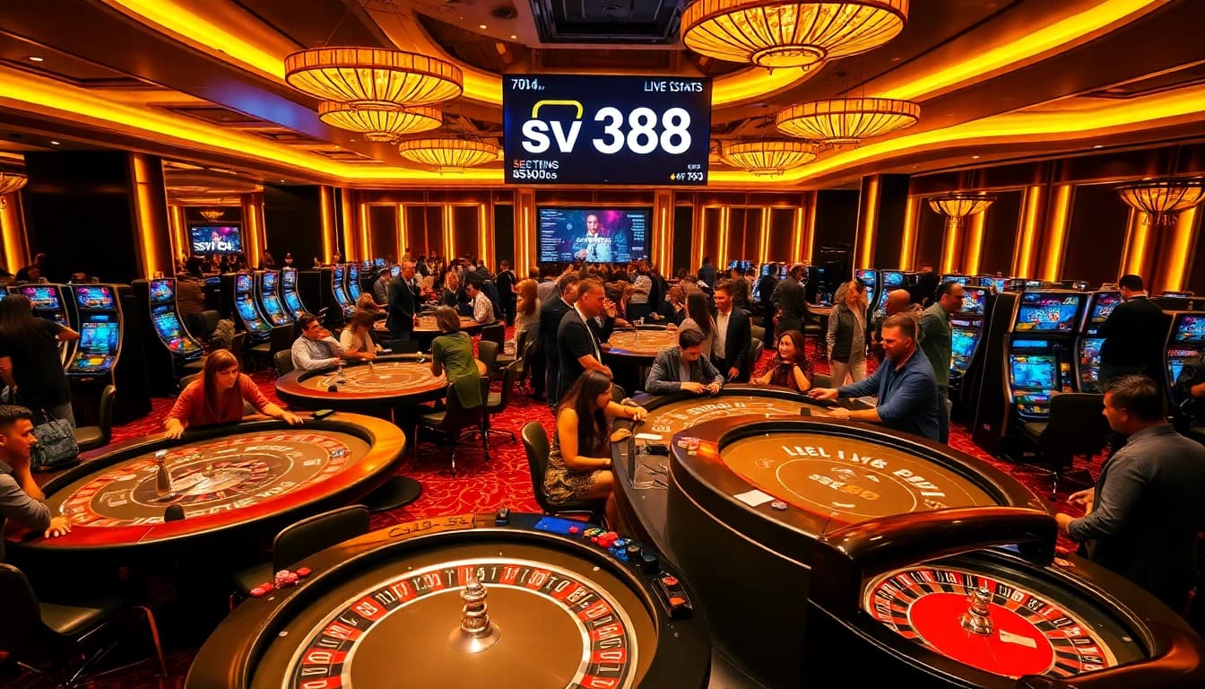 Experience thrilling gameplay at sv 388 casino with vibrant tables, chips, and live action.