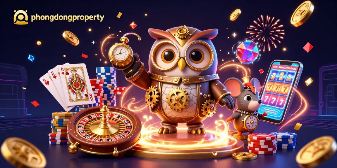 Experience the excitement at phuongdongproperty with vibrant casino elements and a whimsical 3D scene.