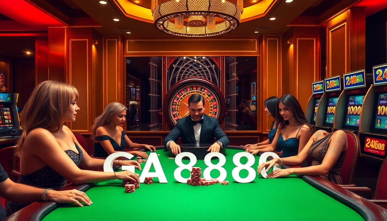 Join the excitement of GA888 poker games at a glamorous casino table.