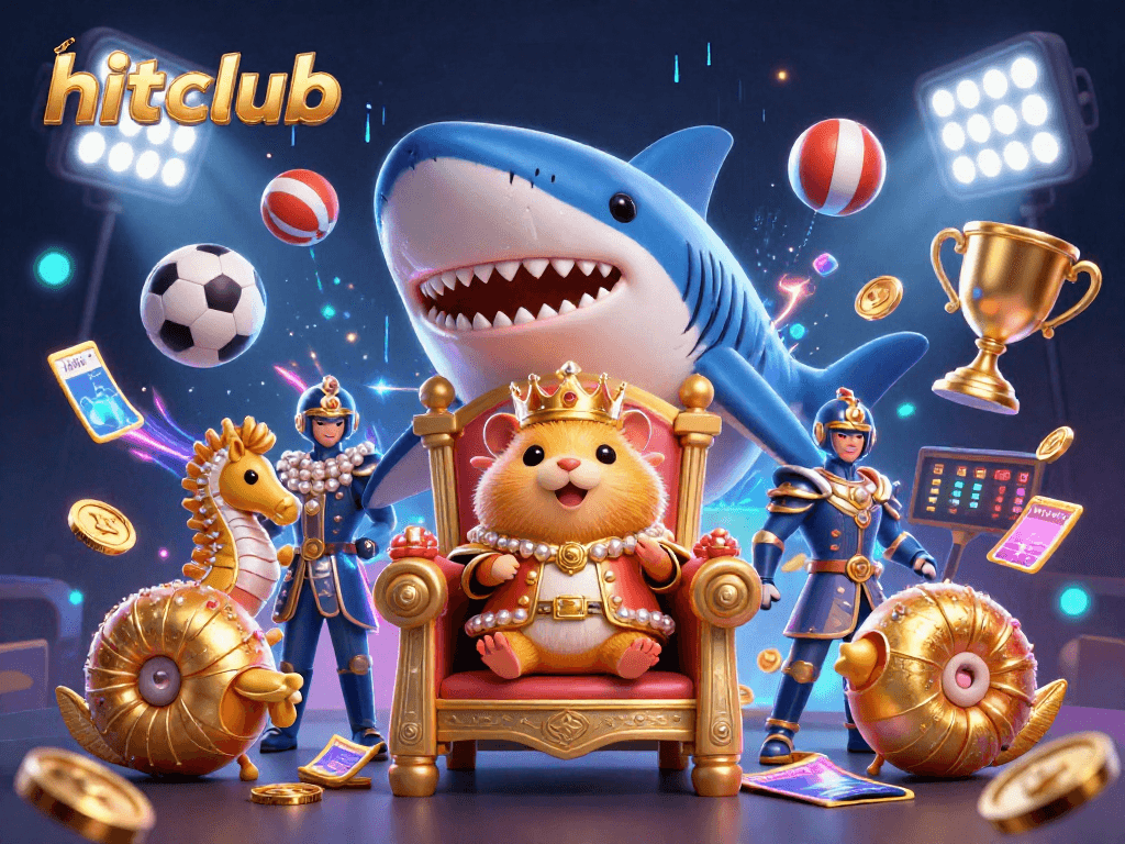 Place your bets with hitclub in this vibrant, energetic casino illustration featuring sports dynamics.