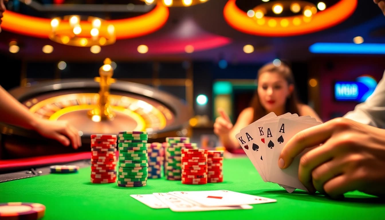 Experience the thrill of gambling at MM88 with vibrant poker chips and engaging casino games.
