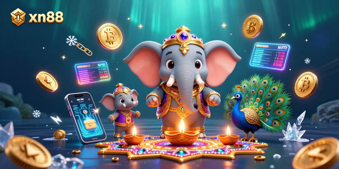 Win big with xn88 in an exciting 3D casino scene featuring vibrant elements and crypto themes.