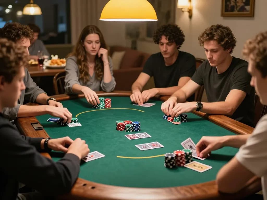 f8betz players strategizing during a competitive poker game at home