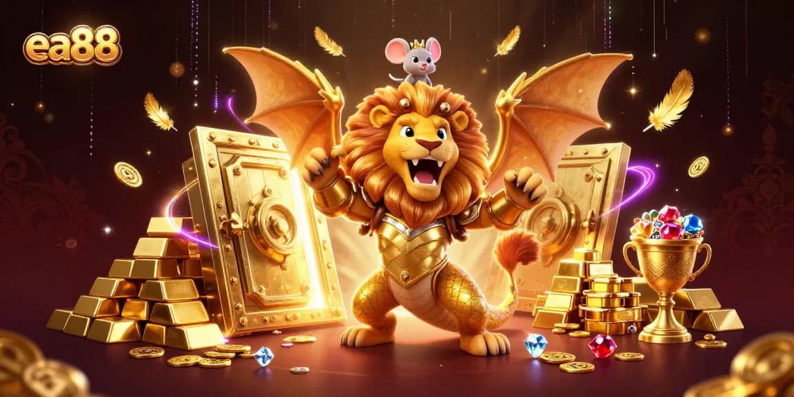 ea88 unlocks new casino victories with a golden chimera creature and treasure elements