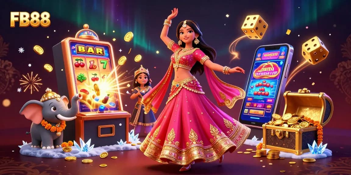 Experience the thrills of FB88 with a vibrant illustration showcasing a winning casino atmosphere.