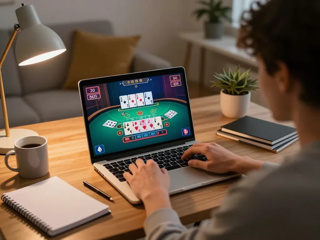 Engaging blackjack gameplay at home with cloud-africa online casino platform displayed on screen