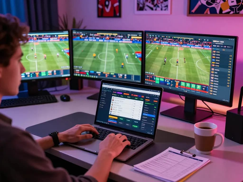 Cakhiatv sports bettors engaging in live betting with multiple screens showing games
