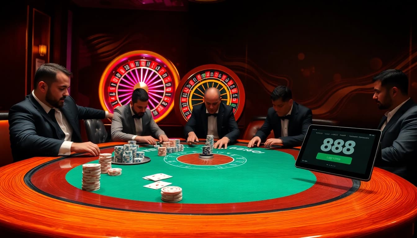 Engage in thrilling games at HM 88 đăng nhập with vibrant casino ambiance and players in action.