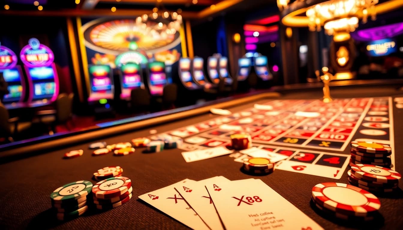 Experience the thrill of winning at XX 88 casino with vibrant gaming tables and luxury.