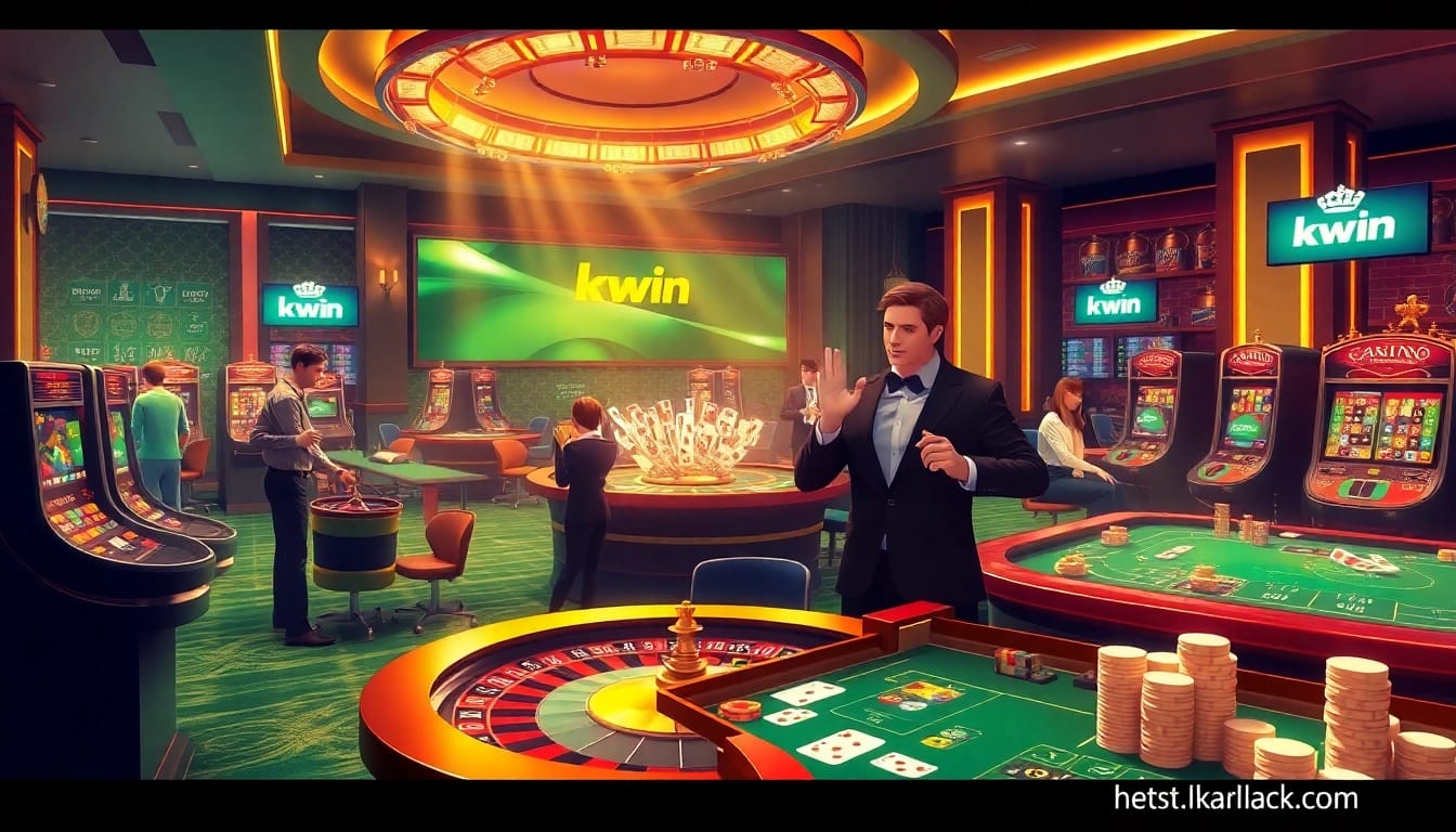 Engaging in exciting online gambling at https://kkwin.black/ featuring a vibrant casino atmosphere.
