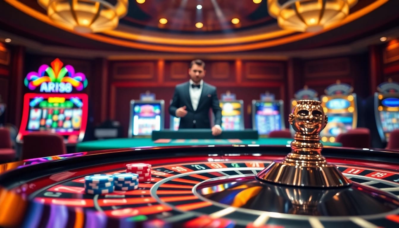 RR88 casino ambiance showcasing luxury roulette and engaging players in action.