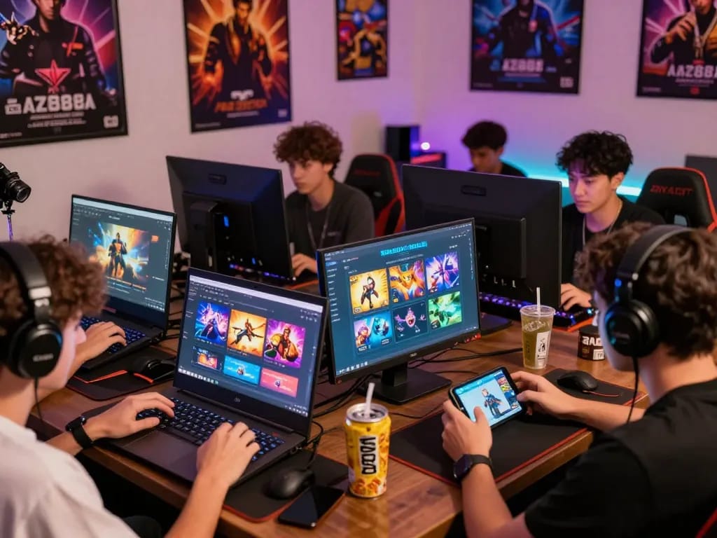 Players enjoying diverse games on AZ888 platform in a vibrant online gaming scene.