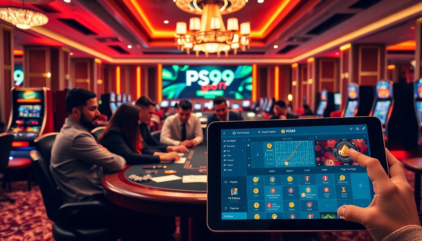 Experience PS99 thể thao excitement with players engaged at a luxurious betting table.