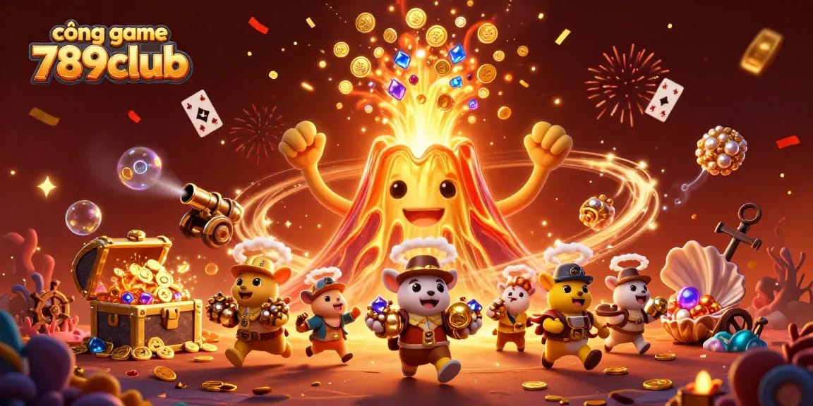 Experience excitement at cổng game 789club with triumphant adventures featuring treasure and lively game elements.