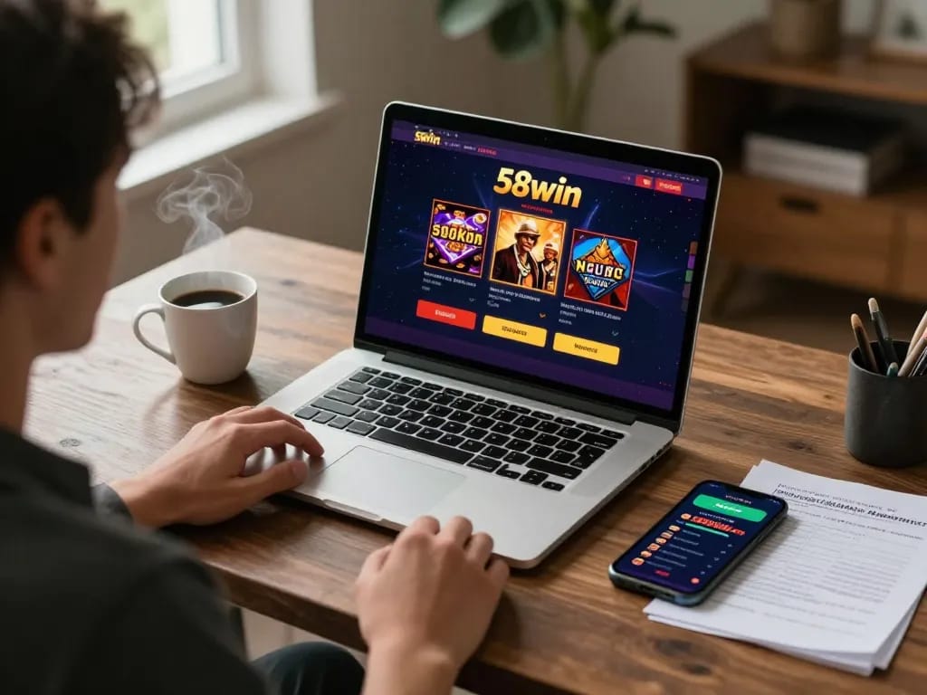Player engaging with the 58win interface while managing their bankroll responsibly