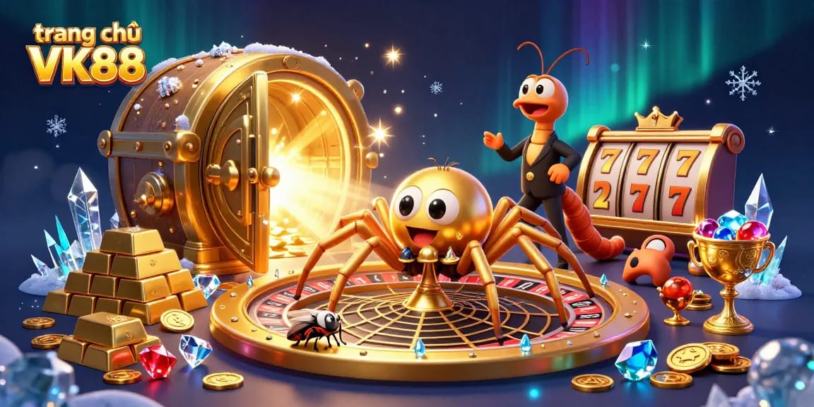 Engage in online gaming excitement at trang chủ VK88 with our vibrant, richly detailed 3D casino illustration.