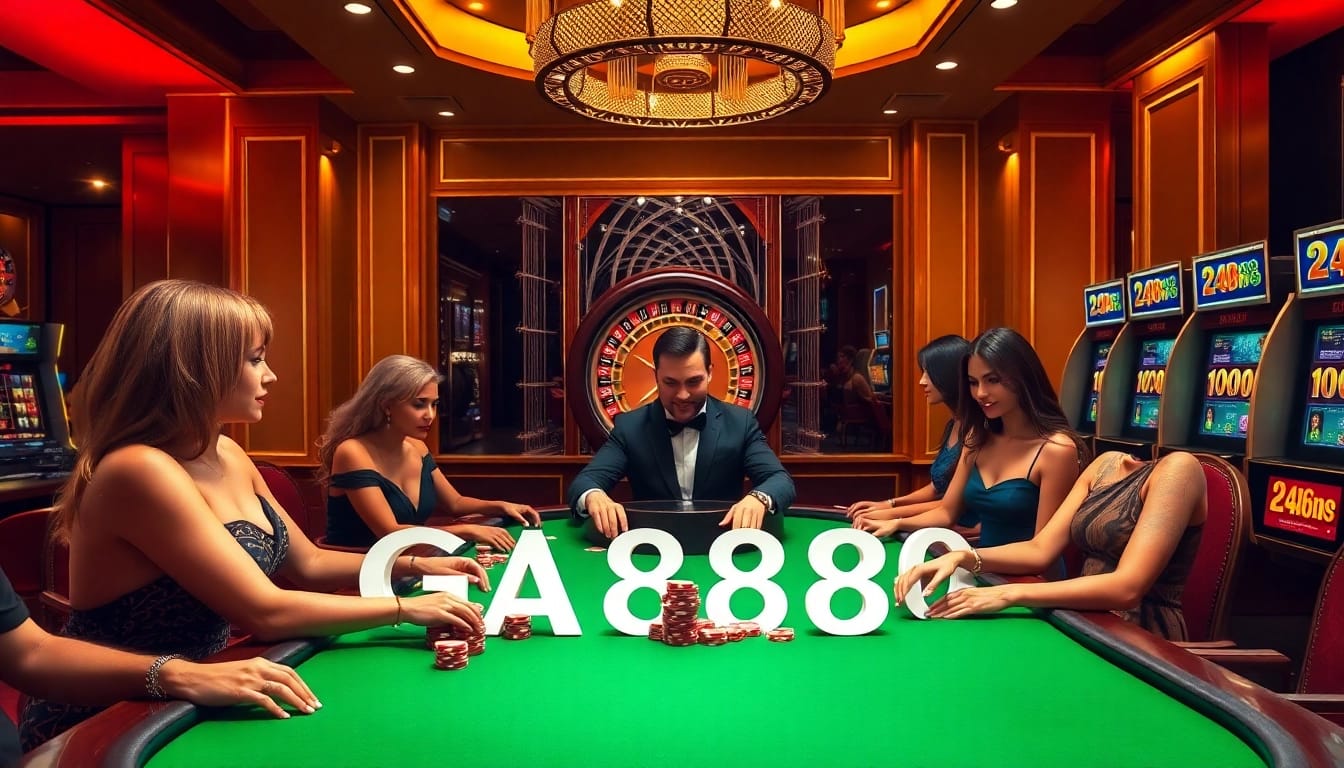 Join the excitement of GA888 poker games at a glamorous casino table.