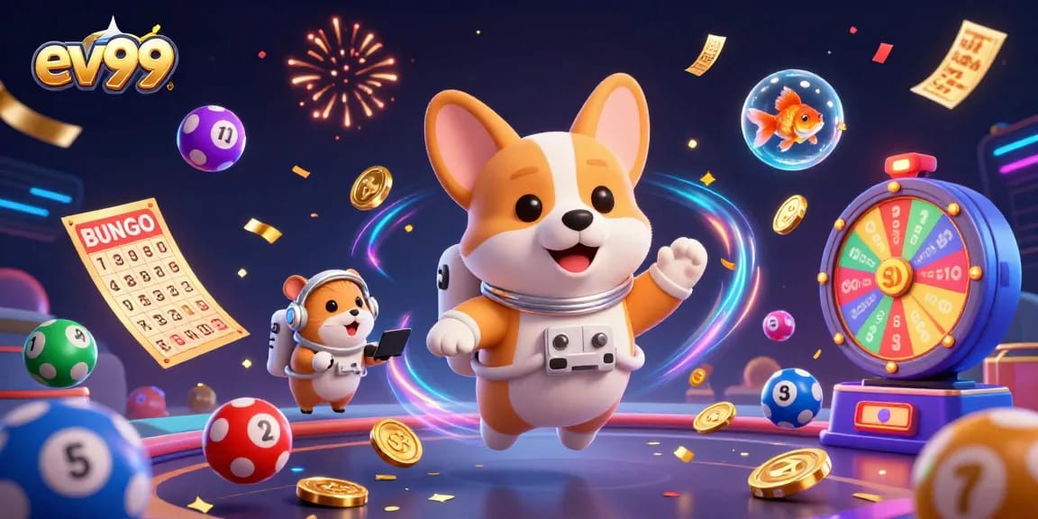 Experience the excitement of ev99 casino games with floating lottery balls and vibrant prizes