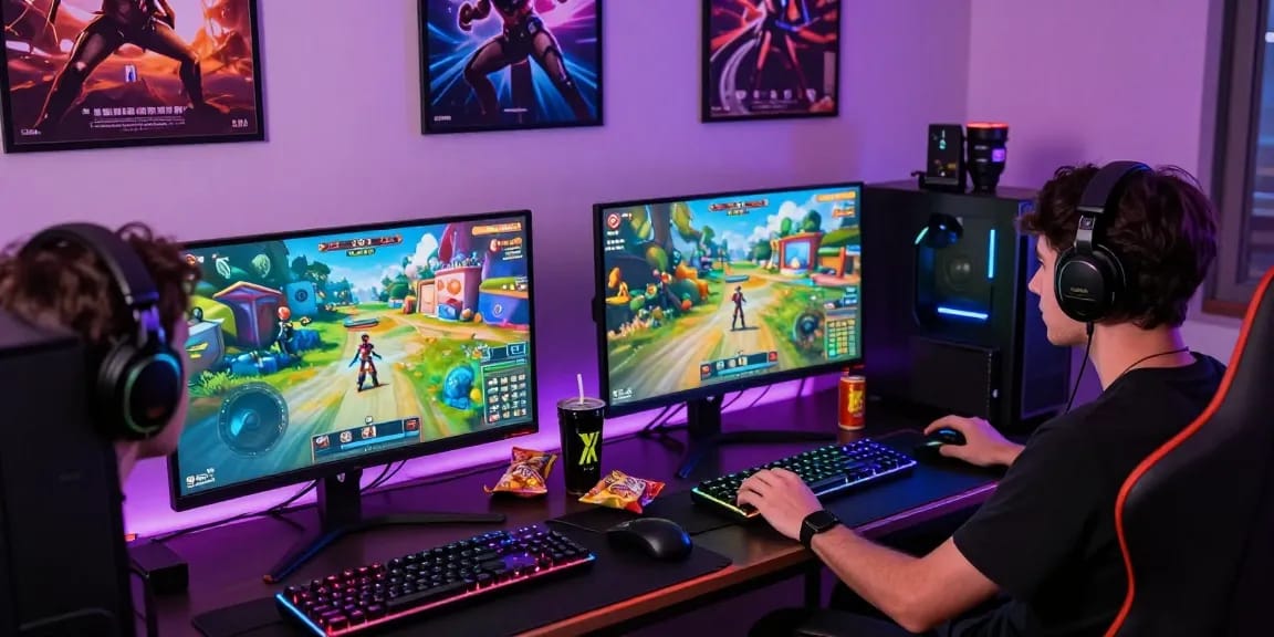 Exciting multiplayer gaming scene featuring players immersed in xxx games