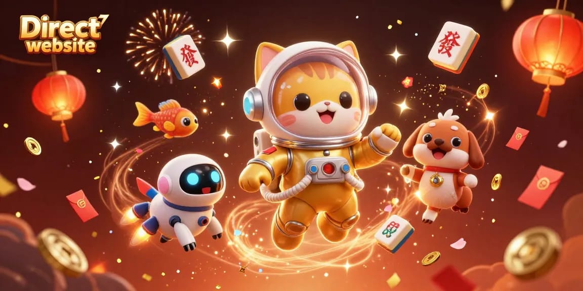 Engage with the thrilling action at the Direct website featuring a whimsical 3D cat astronaut and playful elements.