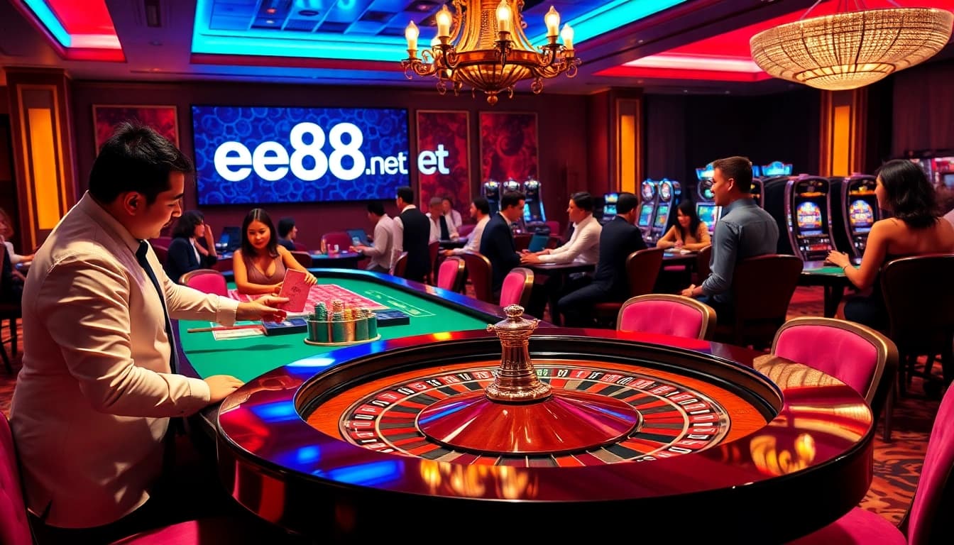 Experience thrilling gameplay at ee88 net with luxurious gaming tables and vibrant casino atmosphere.