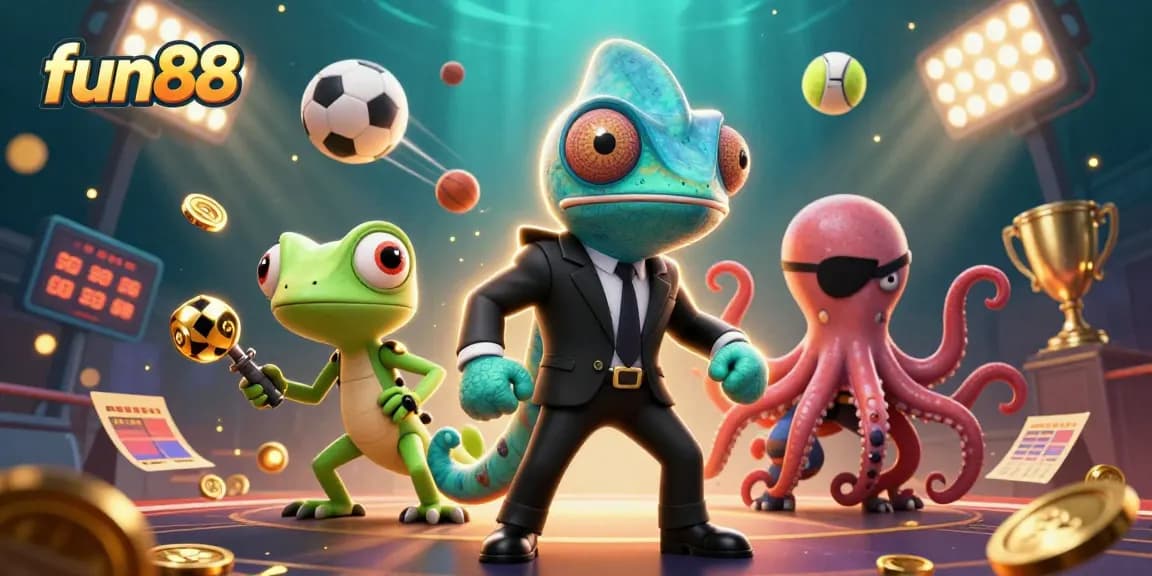 Engage in thrilling gameplay at fun88 with vibrant casino characters and dynamic sports elements.