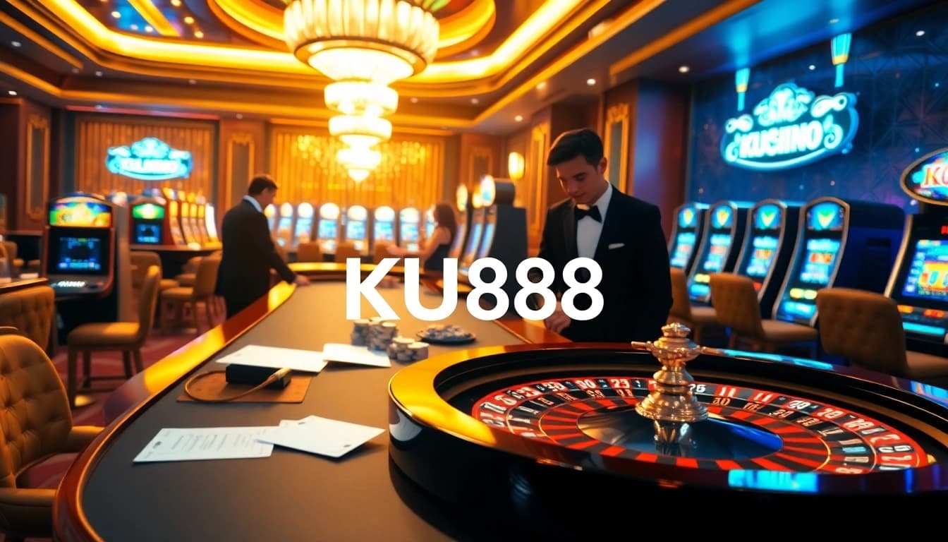 Engage with the thrilling excitement of KU888 at an upscale casino featuring roulette and poker.